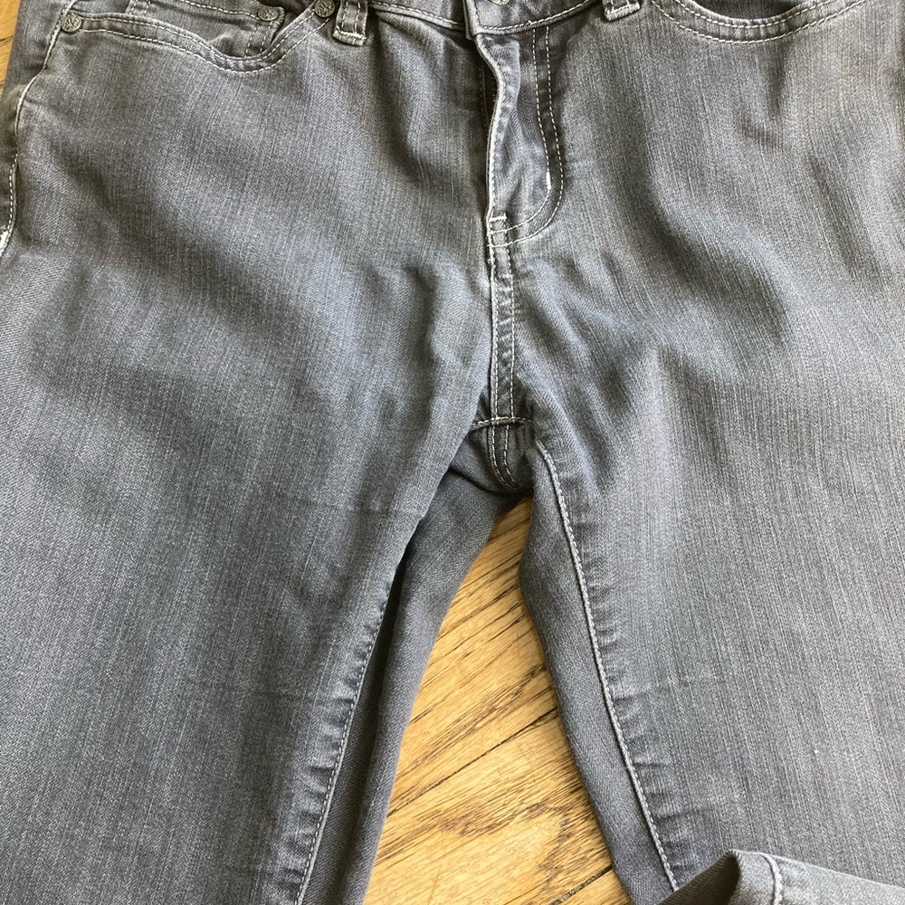 Prana 6/28 jeans regular length grey with white stitching